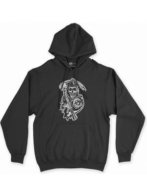 Cix Cix Azrail Kuru Kafa Siyah Kapşonlu Sweatshirt Hoodie