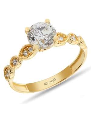 MYOROGOLD 14 Ayar Altın Tektaş Yüzük