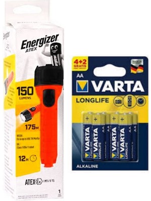 Energizer Atex 150 Lumen Fener + Varta Alkalın Aa Kalem Pil 6 Lı