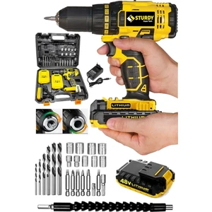 Power Tools 48VF 6mah Li̇tyum Çift Akülü  Full Express Seri̇ Şarjlı Vidalama Matkap 27 Parça Uç Setli