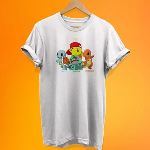 Pokemon 4 Lü Baskılı %100 Pamuk Oversize T-Shirt Büyük Beden Tişört