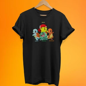 Pokemon 4 Lü Baskılı %100 Pamuk Oversize T-Shirt Büyük Beden Tişört