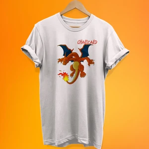 Pokemon Charizard Baskılı %100 Pamuk Oversize T-Shirt Büyük Beden Tişört