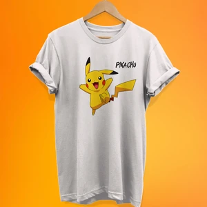 Pokemon Pikachu Baskılı %100 Pamuk Oversize T-Shirt Büyük Beden Tişört