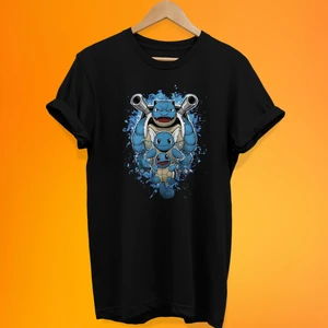 Pokemon Squirtle Evrim Baskılı %100 Pamuk Oversize T-Shirt Büyük Beden Tişört