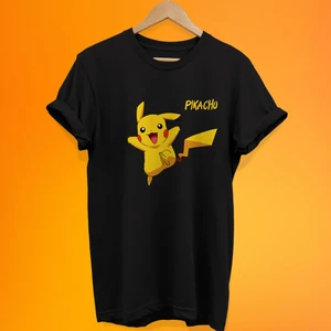 Pokemon Pikachu Baskılı %100 Pamuk Oversize T-Shirt Büyük Beden Tişört