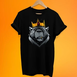 Kral Ayı Baskılı %100 Pamuk Oversize T-Shirt Büyük Beden Tişört