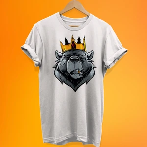 Kral Ayı Baskılı %100 Pamuk Oversize T-Shirt Büyük Beden Tişört