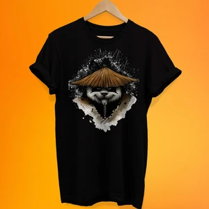 Şapkalı Panda Baskılı %100 Pamuk Oversize T-Shirt Büyük Beden Tişört