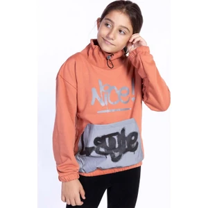 Toontoy Kids Toontoy Kız Çocuk Bol Yaka Reklektörlü Kanguru Cepli Sweatshirt