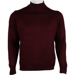 Erkek Bordo Kazak Yarım Balıkçı Yünlü Klasik Normal Kesim RAR00795