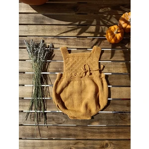 Handmade  Pamuk El Örgüsü Bebek Kısa Kol Tulum, Yeni Doğan Hastane Eve Dönüş Kıyafeti