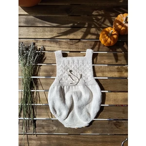 Handmade  Pamuk El Örgüsü Bebek Kısa Kol Tulum, Yeni Doğan Hastane Eve Dönüş Kıyafeti