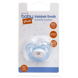 Baby&Plus Baby Plus Tekli Damaklı Emzik Mavi 0-6AY