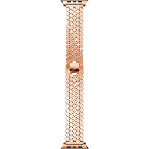 Apple Watch 7 6 Se 5 4 3 2 1 - 38 / 40 / 41 mm Uyumlu Metal Kordon Hegzagonal Tasarım Premium Kayış