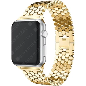 Apple Watch 7 6 Se 5 4 3 2 1 - 38 / 40 / 41 mm Uyumlu Metal Kordon Hegzagonal Tasarım Premium Kayış