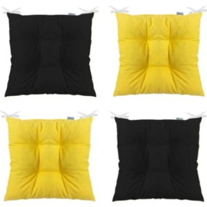 4'lü Kombin Pofidik Kare Sandalye Minderi 40 x 40 cm Sarı Siyah