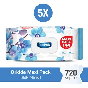 Deep Fresh Maxi Pack Islak Mendil Orkide 5 x 144 Yaprak