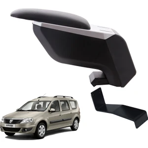 3 Tıkla Dacia Logan Mcv 2008 Delmesiz Çelik Ayaklı Gri-Siyah Kolçak Kol Dayama