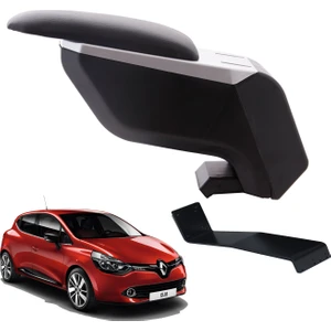 3 Tıkla Renault Clio 4 Hb 2012 Delmesiz Çelik Ayaklı Gri-Siyah Kolçak Kol Dayama