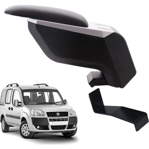 3 Tıkla Fiat Doblo 2008 Safeline Delmesiz Çelik Ayaklı Gri-Siyah Kolçak Kol Dayama