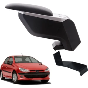 3 Tıkla Peugeot 206 2001 Delmesiz Çelik Ayaklı Gri-Siyah Kolçak Kol Dayama
