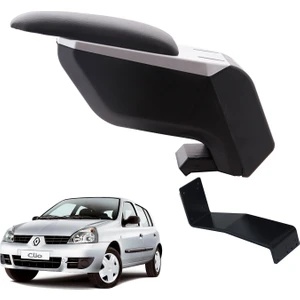 3 Tıkla Renault Clio Hb 2004 Delmesiz Çelik Ayaklı Gri-Siyah Kolçak Kol Dayama