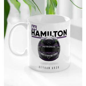 Kişiye Özel Isimli F1 Hamilton Tasarımlı Beyaz Kupa Bardak-1