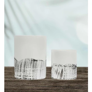 Echo Pot Asur Serisi Büyük ve Standart Akad Beyaz Siyah Sukulent Saksı Seti