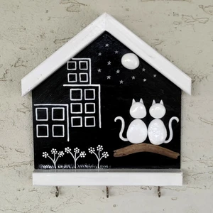 Binbir Trend Kedili Anahtarlık Anahtar Askısı ve Taş Boyama, Duvar Süsü GB-016