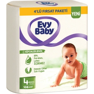 Evy Baby Bebek Bezi 4 Beden Maxi 4'lü Fırsat Paketi 108 Adet (YENİ)
