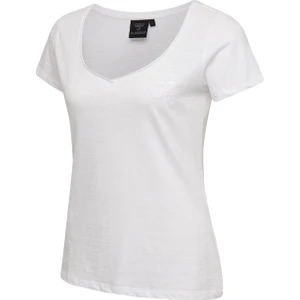 Kadın Beyaz Geniş V Yaka T-Shirt