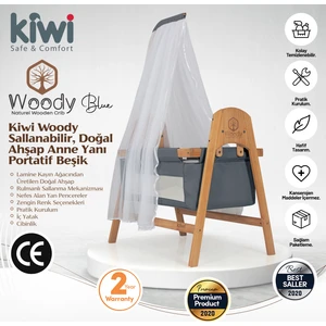 Woody Sallanabilir Doğal Ahşap Anne Yanı Portatif Beşik