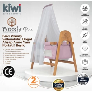 Woody Sallanabilir Doğal Ahşap Anne Yanı Portatif Beşik