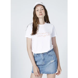 Nort Of Navy I-North61 Bisiklet Yaka Regular Fit Kısa Kollu %100 Pamuk Nakışlı Ekru Kadın T-Shirt