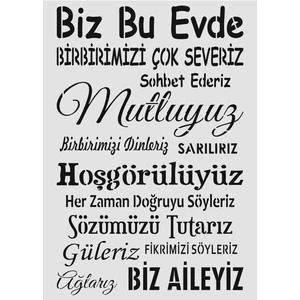 E Hobici YZ-296 Yazı Desenler Stencil Şablon 25 x 35 cm