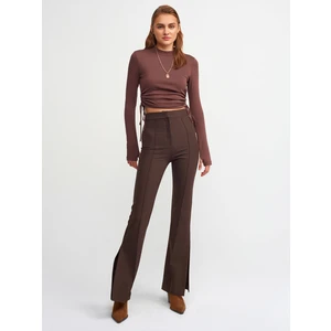 7002 Yırtmaçlı Ispanyol Paça Pantolon-Kahve