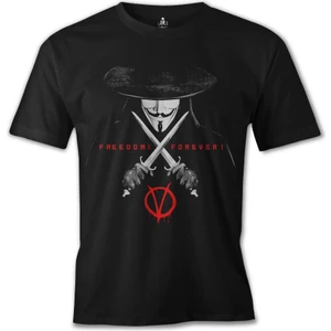 T-Shirt V For Vendetta - Freedom Siyah Erkek Tshirt