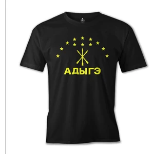 T-Shirt Adige Bayrağı- Kafkasya Çerkes Siyah Erkek Tshirt