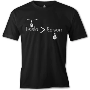 T-Shirt Tesla & Edison Siyah Erkek Tshirt