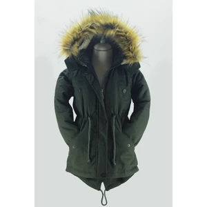 Asortik Unisex Mont Kaban Kışlık Kanvas Kumaş Büzmeli Diz Üstü İçi Kürk Kapüşonlu Kaban Mont-MNT-0005
