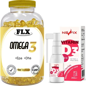 Flx Omega 3 180 Softgel  Nevfix Vitamin D3 Sıvı 20 ml