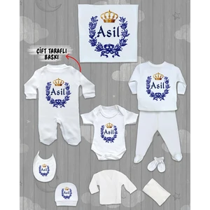 Minito Baby Isme Özel 10'lu Pamuklu Erkek Bebek Hastane Çıkışı SETI_MT_196-10