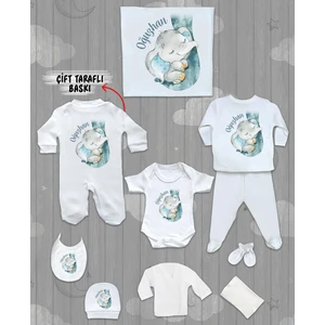 Minito Baby Isme Özel 10'lu Pamuklu Erkek Bebek Hastane Çıkışı SETI_MT_142-10