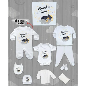 Minito Baby Isme Özel 10'lu Pamuklu Erkek Bebek Hastane Çıkışı SETI_MT_172-10