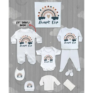 Minito Baby Isme Özel 10'lu Pamuklu Erkek Bebek Hastane Çıkışı SETI_MT_181-10