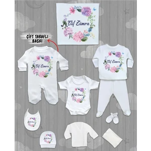 Minito Baby Isme Özel 10'lu Pamuklu Kız Bebek Hastane Çıkışı SETI_MT_227-10