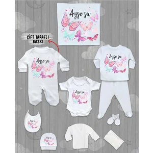 Minito Baby Isme Özel 10'lu Pamuklu Kız Bebek Hastane Çıkışı SETI_MT_253-10