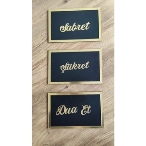 Numa Concept Sabret Şükret Dua Et Tablo-Sabret Şükret Dua Et 3'lü Tablo Set - GOLD(20X13)
