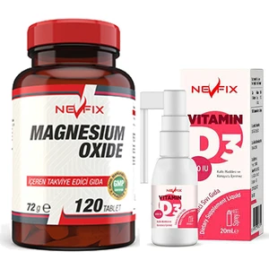 Magnesium Oxide Magnezyum 250 Mg 120 Tablet  Nevfix Vitamin D3 Sıvı 20 ml